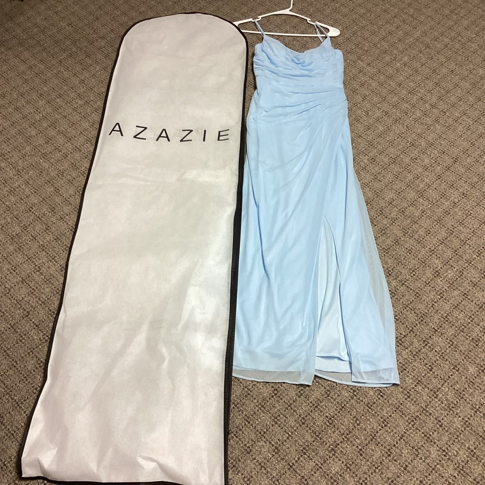 Azazie Deandra Sky Blue Floor Length Chiffon Prom Formal Dress * Size 2